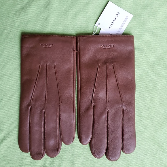 COACH MEN'S LEATHER GLOVES:NWT DARK SADDLE XL 54182 - Picture 2 of 10